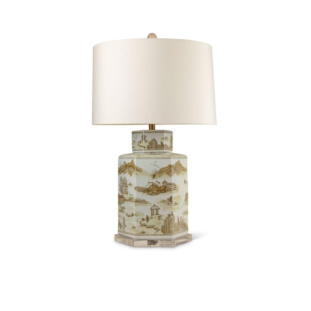 2020s Canton Large Hex Lamp Brown For Sale - Image 5 of 5