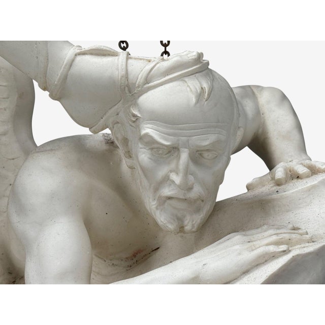 Statue of Saint Michael the Archangel, Composite, Marble Base, Italy, 20th C. For Sale - Image 11 of 15