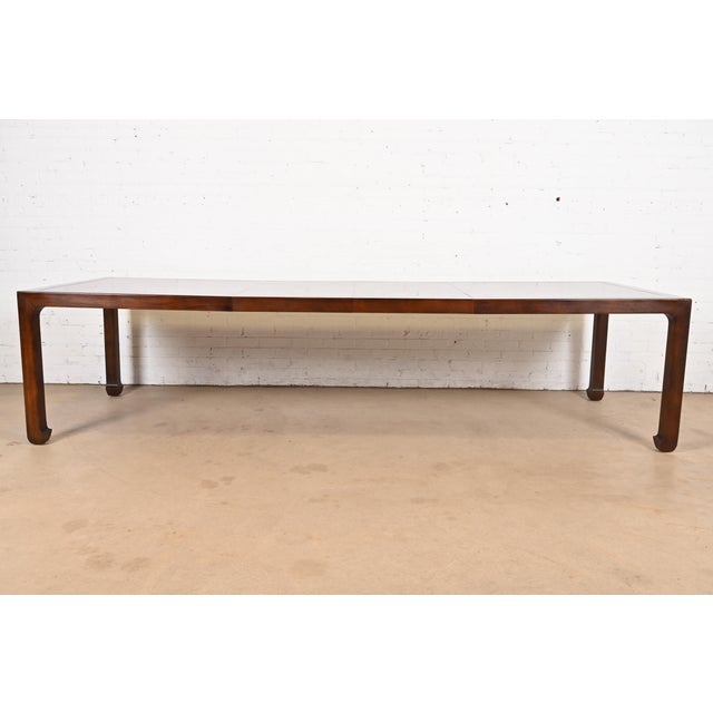 Mid-Century Modern Henredon Mid-Century Hollywood Regency Chinoiserie Sculpted Walnut Extension Dining Table, Circa 1970s For Sale - Image 3 of 12