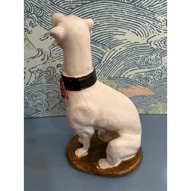 Mid 20th Century Mid 20th Century Handpainted Porcelain Whippet or Greyhound Statue For Sale - Image 5 of 10