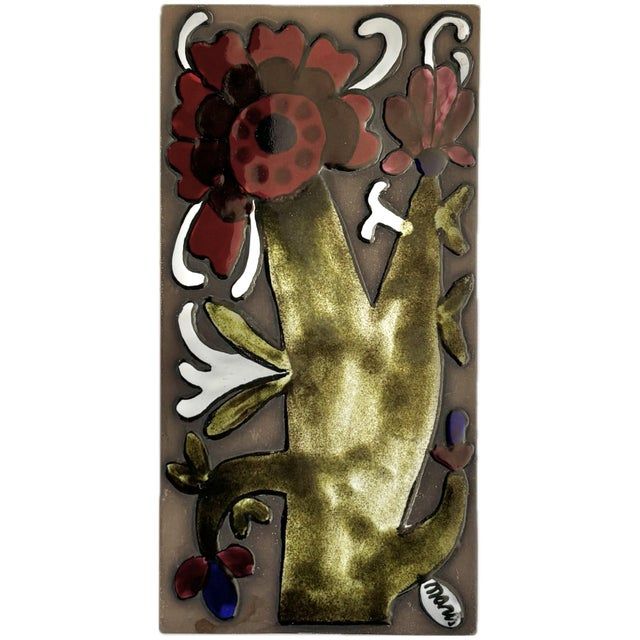 Ceramic Wall Plaque Cardus in Earthenware by Mari Simmulson for Upsala-Ekeby, Sweden, 1960s For Sale - Image 7 of 7