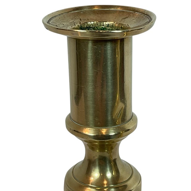 Antique English Beehive Brass Ejector Candlesticks - A Pair For Sale - Image 10 of 15