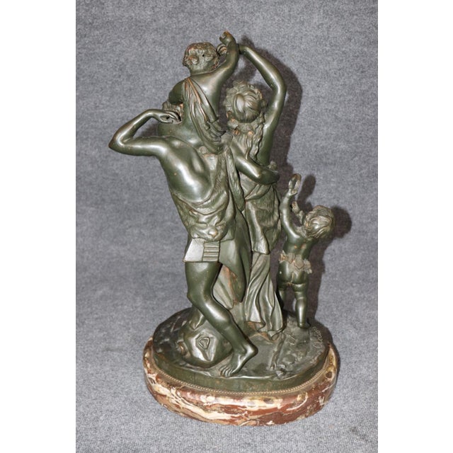 Claude Michel Clodion 1920's Antique Bronze Statue of Children Playing Signed Clodion For Sale - Image 4 of 16