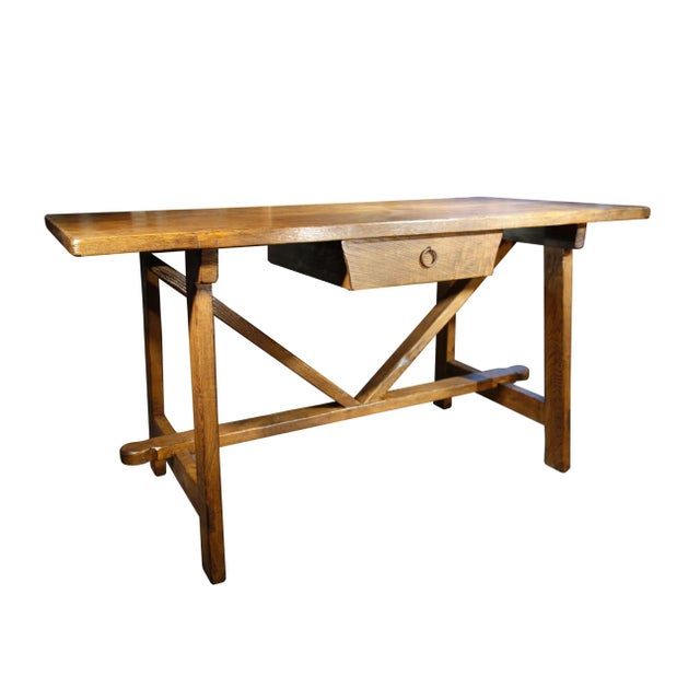 Brown Contemporary 17th Century Style Antique Reproduction Italian Chestnut Capretta Writing Desk For Sale - Image 8 of 12