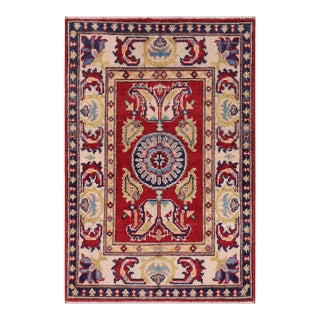 Southwestern Kazak Rustic Red/Beige Wool Rug - 2'0''x3'0'' For Sale