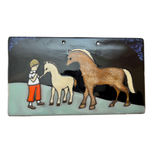 Vintage Arnold Wiigs Fabrikker Norwegian Ceramic Wall Plaque Scandinavian Art