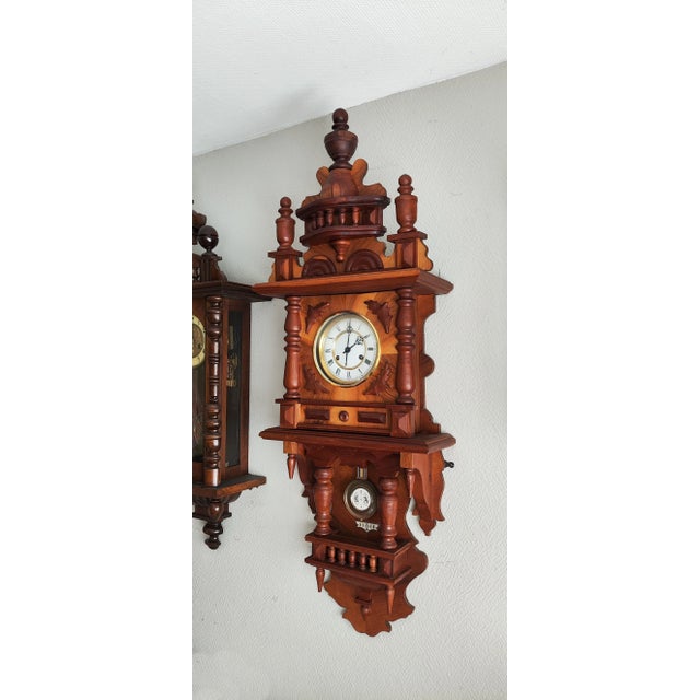 Late 20th Century Large Late 20th Century Mechanical Wall Pendulum Clock by Franz Hermle & Sons For Sale - Image 5 of 9
