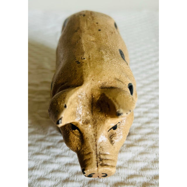 Antique Hand Painted Cast Iron Pig Figurine For Sale In Philadelphia - Image 6 of 11