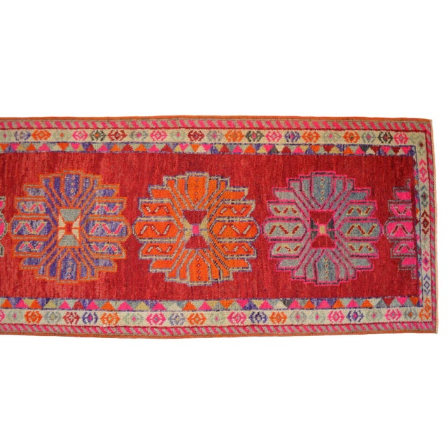 Vintage Turkish Oushak Runner Rug – Hand-Knotted Wool on Cotton – Collector Rare Pattern – 3′0″ × 13′0″ For Sale - Image 11 of 13