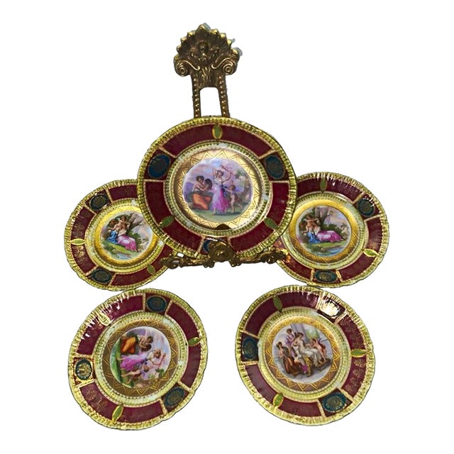 Late 19th Century Royal Vienna Porcelain Cabinet Portrait Plates - Set of 5 For Sale