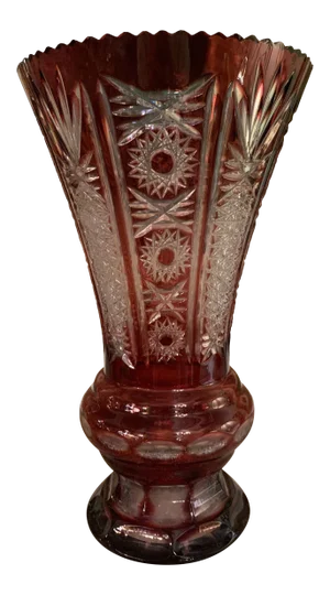 Mid Century Crystal Cranberry Red Vase