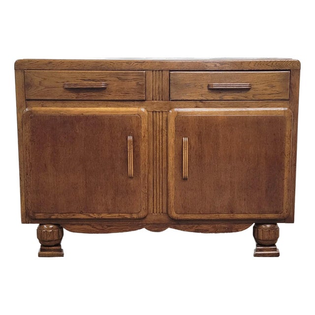Vintage Art Deco Oak Sideboard Buffet Server For Sale