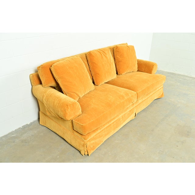 Baker Furniture Company Baker Furniture Contemporary Yellow Velvet Upholstered Sofa For Sale - Image 4 of 12
