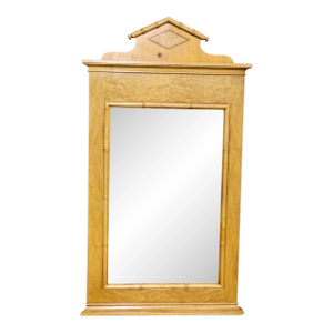 Late 20th Century Baker Birdseye Maple and Faux Bamboo Mirror