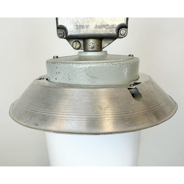 Industrial Aluminium Light with Milk Glass Cover from Elektrosvit, 1970s For Sale - Image 4 of 16