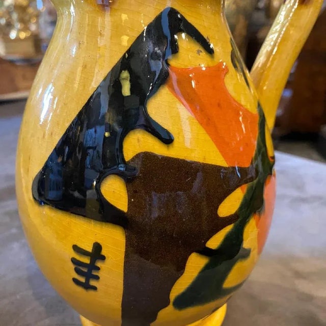 1930s Yellow, Brown and Orange Futurist Ceramic Italian Jug For Sale - Image 10 of 13