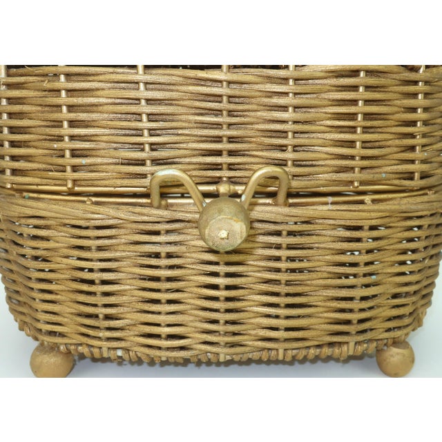 Gold Wicker Bow Basket Box For Sale - Image 4 of 14