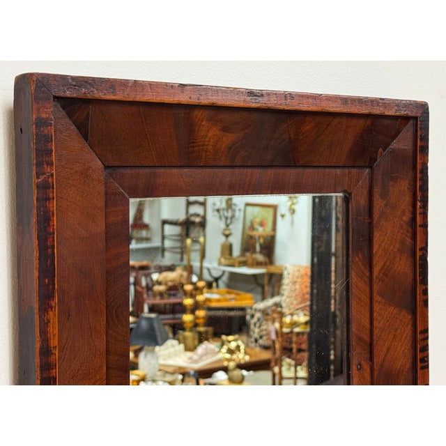 Early 20th Century Vintage Rectangular Dark Tiger Wood Wall Mirror For Sale - Image 5 of 7