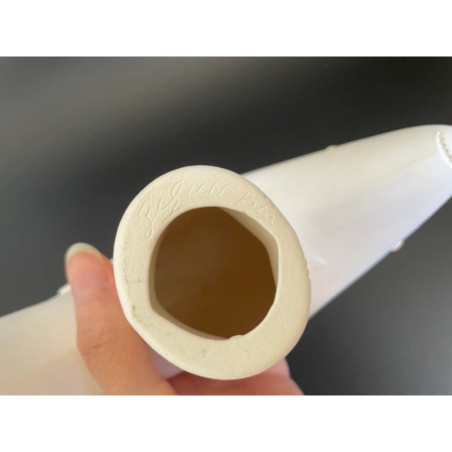 Late 20th Century Acoma Pottery Whiteware Etched & Cut Out Spirit Bear by Elliott & Zelda Garcia For Sale - Image 11 of 13