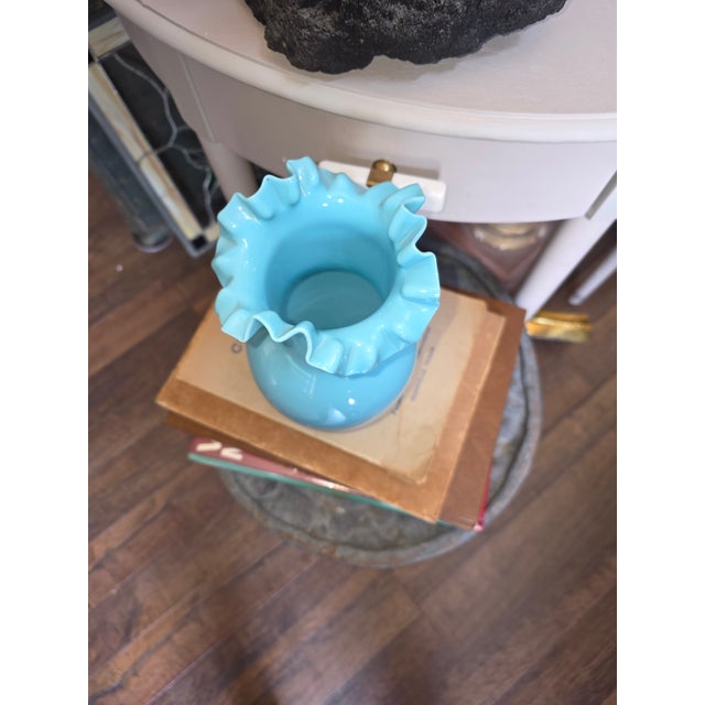 Blue Bristol Opaline Glass Vase For Sale In San Antonio - Image 6 of 10