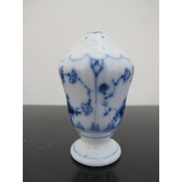 Traditional Royal Copenhagen Denmark Plain Blue Fluted Porcelain Single Salt Shaker 480 For Sale - Image 3 of 7