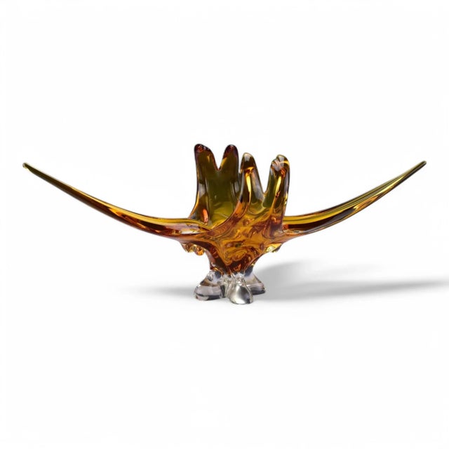 Late 20th Century Lorraine Art Glass Centerpiece Sculpture Bowl Mid Century Modern For Sale - Image 5 of 10