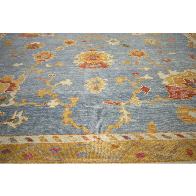 Vintage Blue Turkish Oushak Rug, 11'10 X 15'09 For Sale - Image 4 of 7