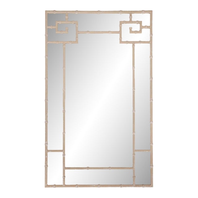 Matthew Izzo Home Tessa Cerused Oak Faux Bamboo Detail Wall Mirror For Sale