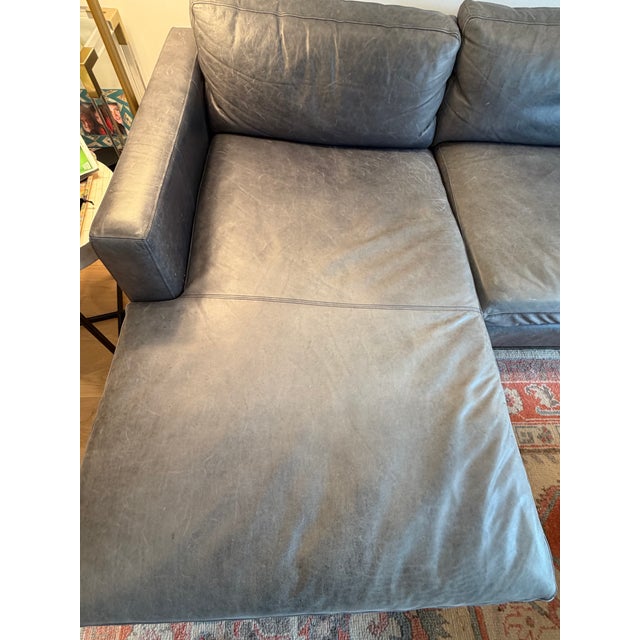 Pottery Barn Pottery Barn: Jake Leather Sectional, Indigo For Sale - Image 4 of 10