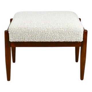 Cream Bouclé Ottoman by Edmund Homa, 1970s For Sale