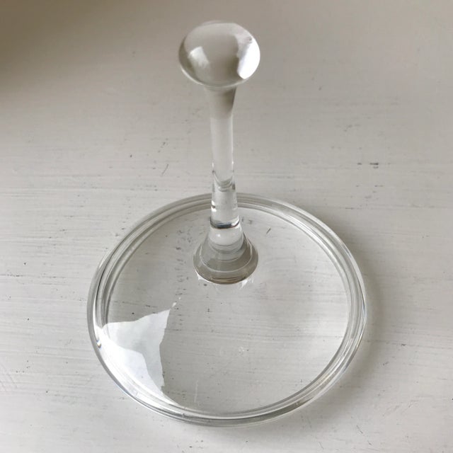 Glass Signed Cone Flower Etched Clear Crystal Covered Candy Dish by Fitzgerald For Sale - Image 7 of 13