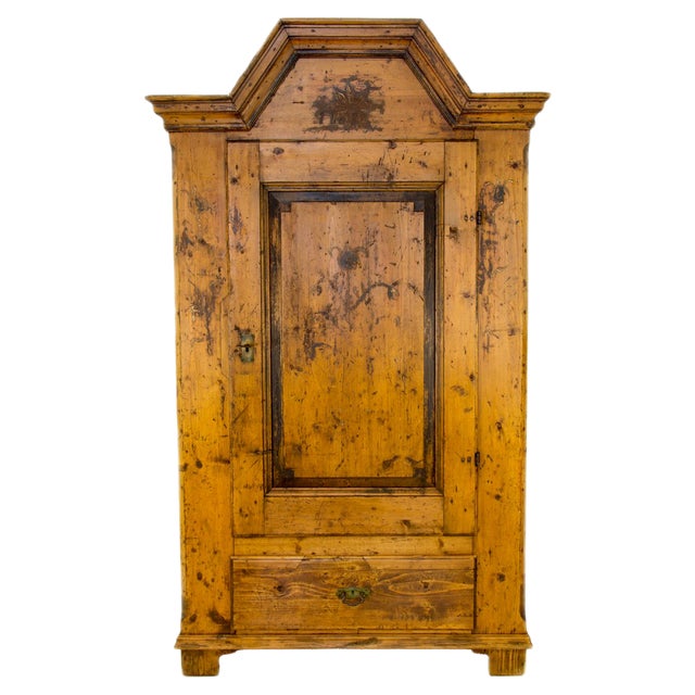 Antique Rustic Baltic Pine Armoire, 1862 For Sale