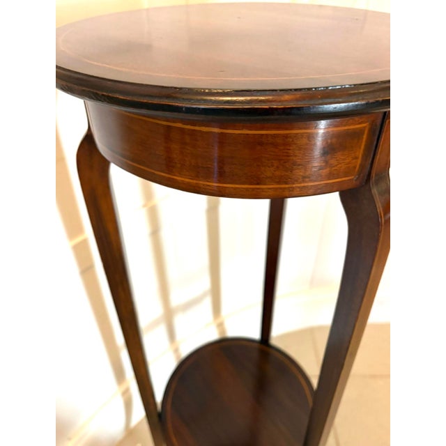 Brown Antique Edwardian Inlaid Planter Stand in Mahogany and Satinwood, 1900 For Sale - Image 8 of 10
