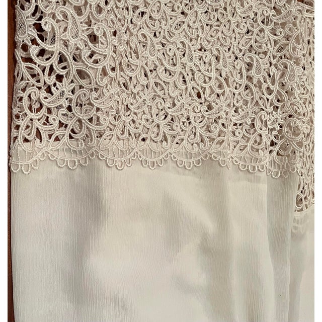 Eggshell Vintage 1950s European Embroidered Lace Chiffon Curtain Panels Set of Six For Sale - Image 8 of 12