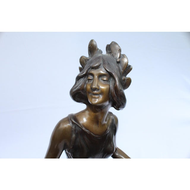 1990s Mid Century Modern/Art Nouveau Bronze pair Lady Figurines For Sale - Image 15 of 16