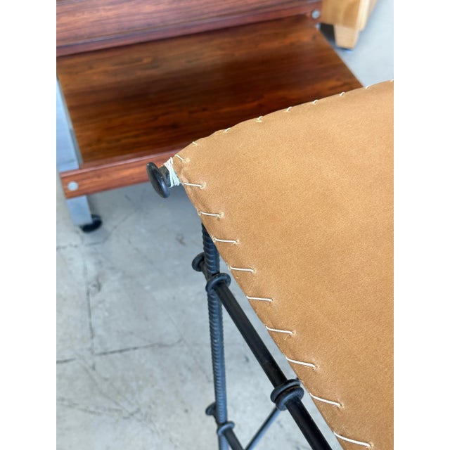 Ilana Goor Iron Leather Stool - A Pair For Sale - Image 9 of 12