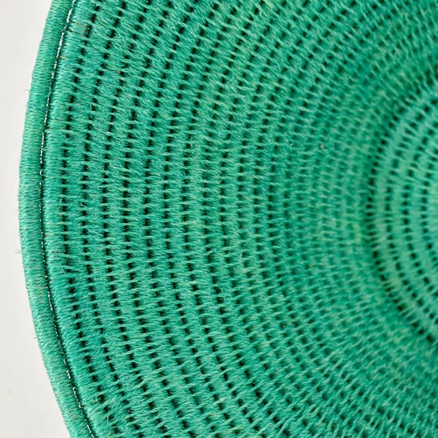 African Early 20th Century Sisal Handwoven Teal Basket Eswatini 12inch For Sale - Image 3 of 7