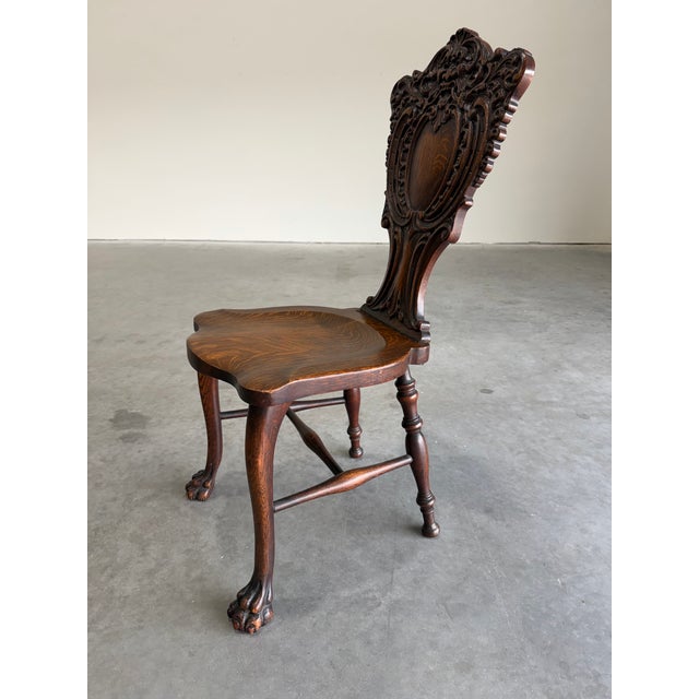 Early 20th Century Early 20th Century Stickley and Brandt Carved Oak Renaissance Style Side Chair For Sale - Image 5 of 12
