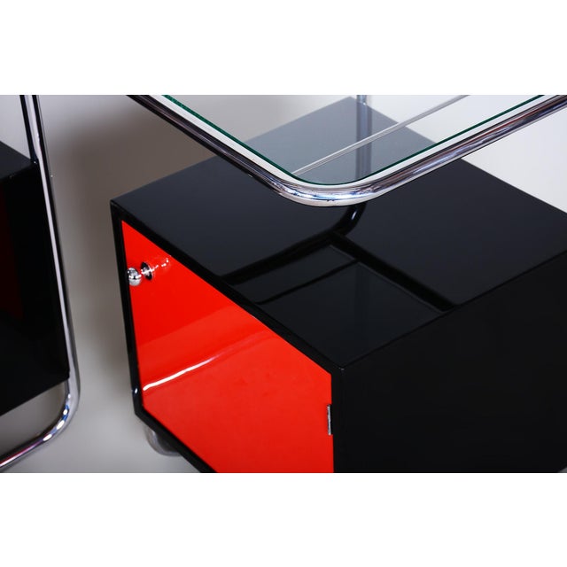 Metal Bauhaus Bedside Tables attributed to Vichr & Spol, 1930s, Set of 2 For Sale - Image 7 of 14