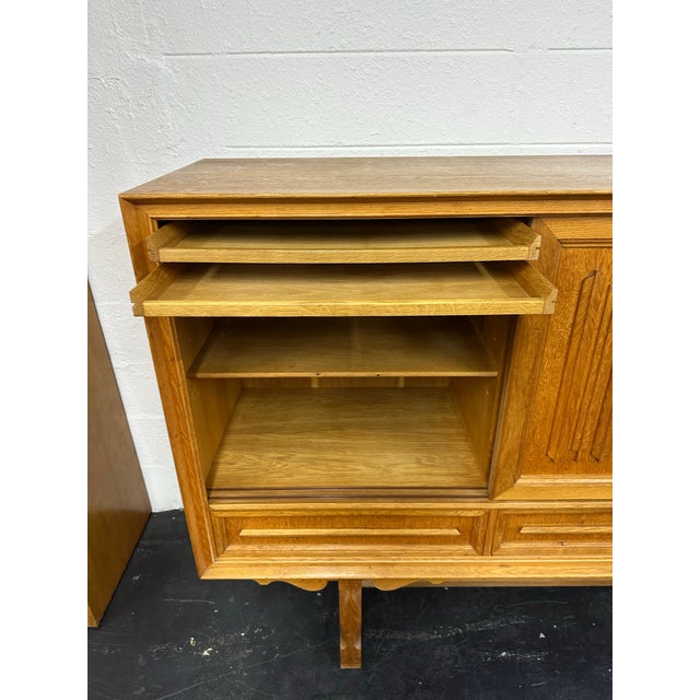 Henning Kjaernulf Attributed 1970’s Danish Oak Carved Brutalist Sideboard For Sale - Image 9 of 12