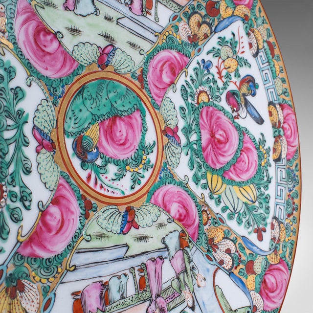 Antique Famille Rose Display Plate, Oriental, Rose Medallion, Charger, Edwardian For Sale - Image 6 of 8