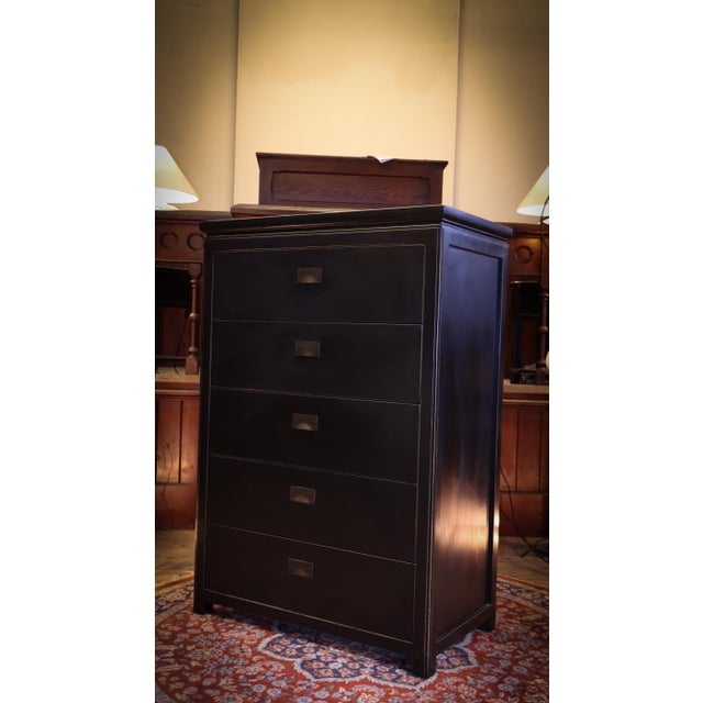 Large Canton Chest of 5 Drawers in Black Ash from Lombok, 2010s For Sale - Image 6 of 18