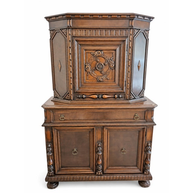 Renaissance Revival Style Carved Cabinet With Diamond Inlay For Sale - Image 9 of 9