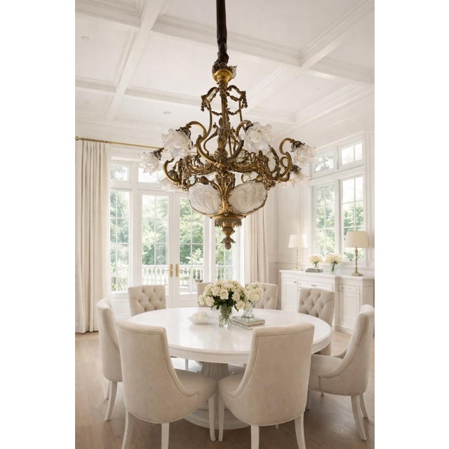 Bronze 1860 French Artisan Louis XVI Gold Bronze Chandelier For Sale - Image 8 of 18