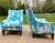 Custom Oversized Blue and White Wingback Chairs Upholstered in Thibaut, a Pair For Sale - Image 11 of 11