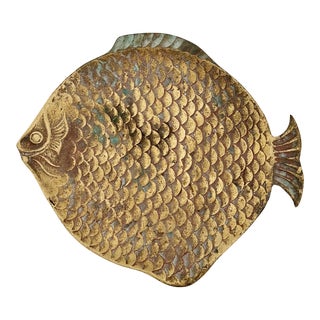 Vintage Brass Fish Catchall Dish For Sale
