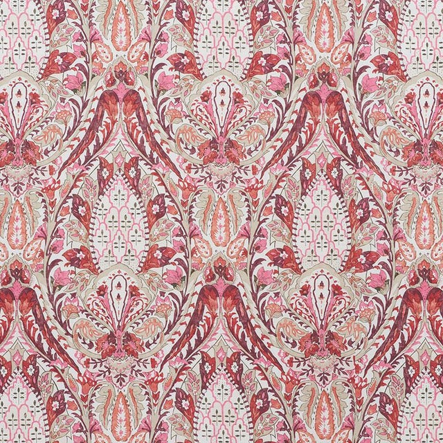 Sample - Schumacher Layla Paisley Fabric in Plum & Pink For Sale