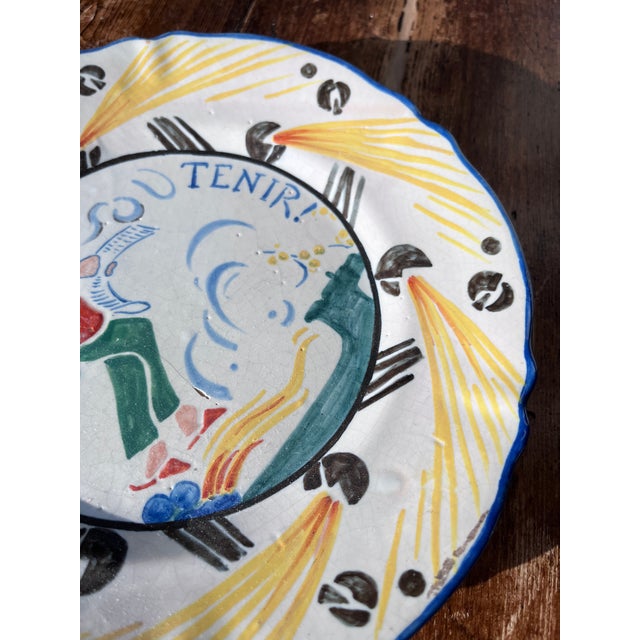 Antique 1917 Hr Quimper Assiettes Du Cercle Du Soldat/Circle of the Soldier of the 6th Arrt Faience Plates, Tenir or Hold, War Plates For Sale In Dallas - Image 6 of 9