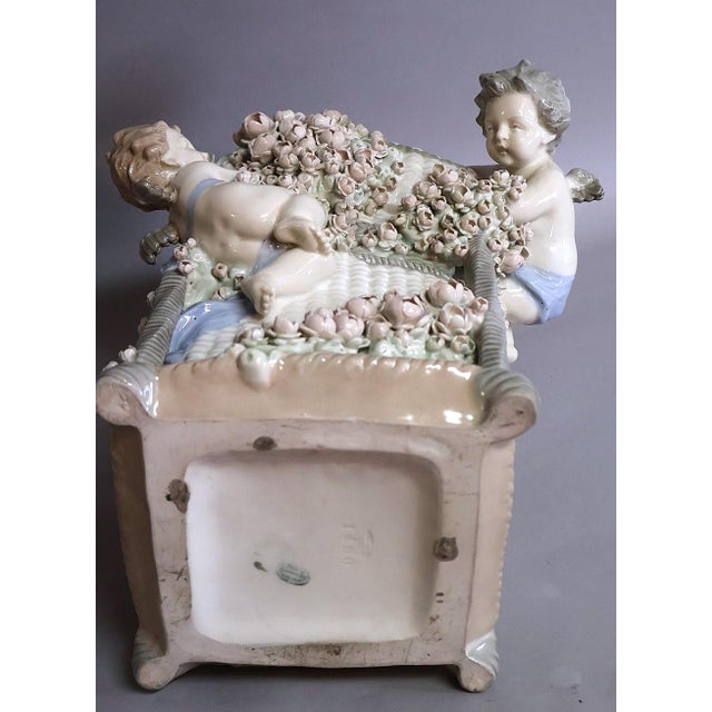 Antique Austrian Amphora Art Nouveau Figural Flower Vase With Putti and Applied Roses For Sale - Image 15 of 17