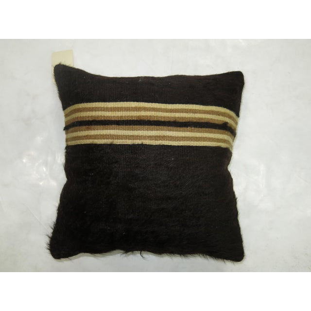 Black Turkish Mohair Rug Pillow For Sale - Image 4 of 5